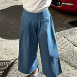 Pantalone LAB Ginny modello a palazzo con pences in denim