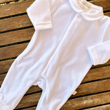 Tutina in ciniglia bianco con colletto rotondo BG530