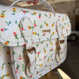 Borsa cartella media con tracolla bianco con fiorellini colorati Naj-Oleari