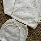 Completo incrociatino + bloomers lavorazione noccioline latte Mi Lucero x LA NUVOLA LAB I25307 I25309