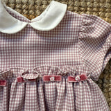 Abito in flanella vichy con fiocchi velluto e roselline Isi F25I113VENC