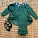 Completo LAB felpato verde con colletto tartan
