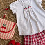 T-shirt in jersey dettaglio punto smock ricamo ciliegie Malvi & Co S26I116CAJJ