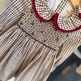 Abito Josephine quadretto con ricamo smock 37251 Kidiwi