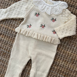 Tutina newborn fiori manica pointelle DK160 DrKid
