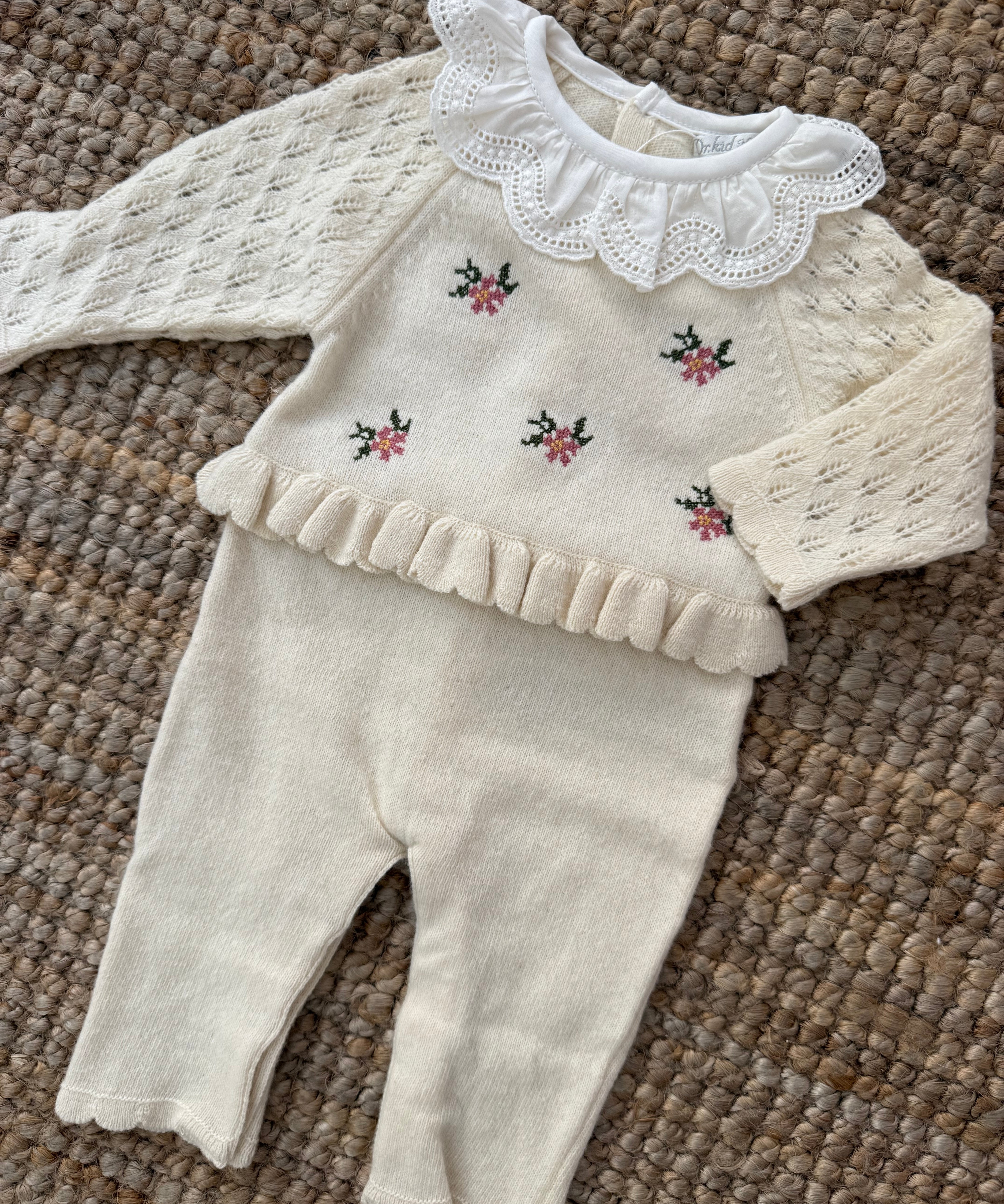 Tutina newborn fiori manica pointelle DK160 DrKid