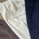 Pantalone LAB wide leg in velluto a costine burro