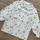 Camicetta LAB Clizia bosco con colletto petalo a manica lunga