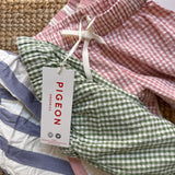 Pantalone loose fit vichy verde e bianco Pigeon 26LOOSSC
