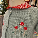 Cardigan ricamato a mano misto cashmere salvia