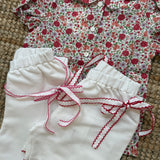 Shorts bianco con orlo profilo rosa centinato e cinturino con fiocco La Mascot 55/2501377
