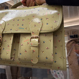 Borsa cartella grande con tracolla lime fantasia fiori Naj-Oleari