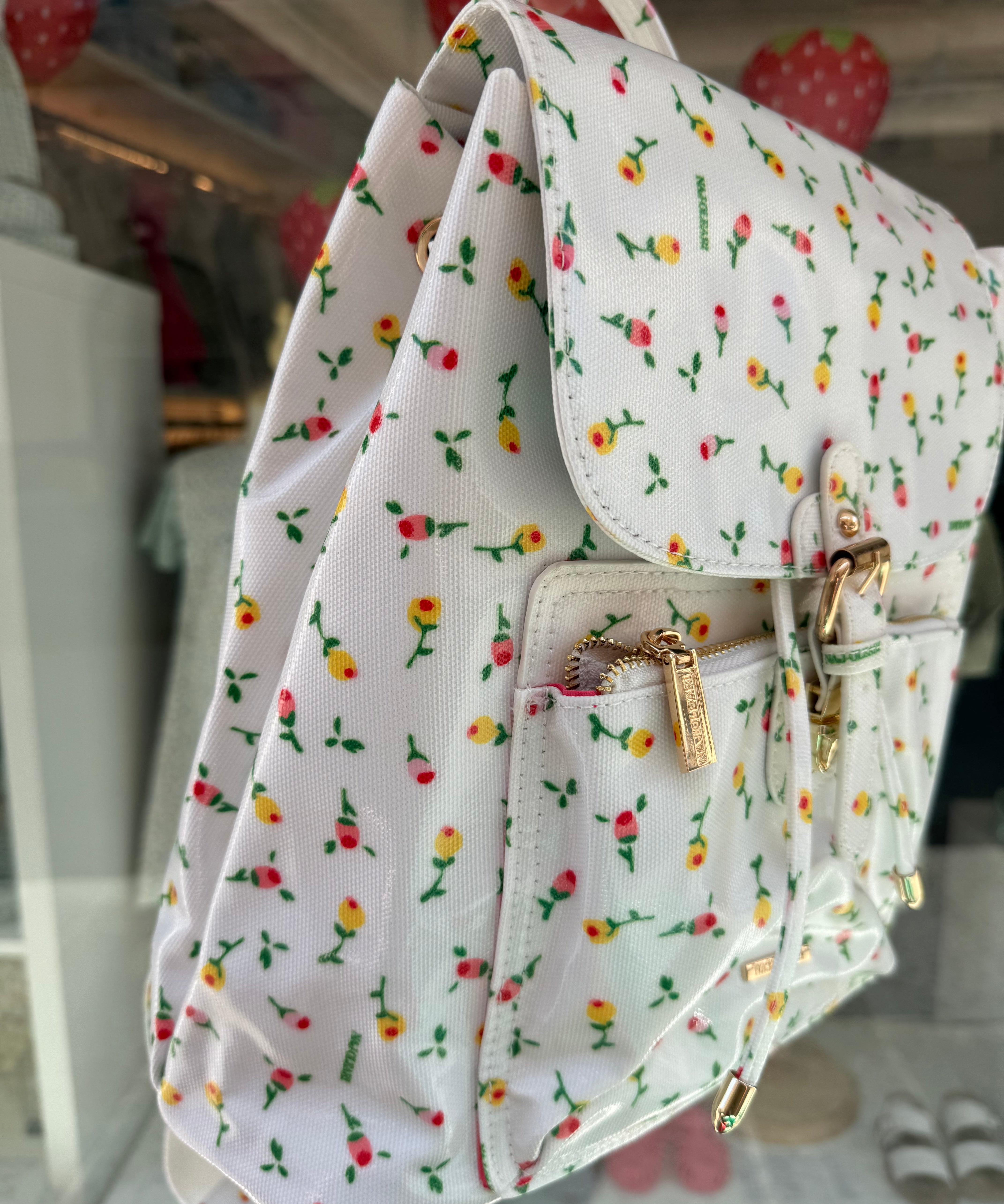 Zaino bianco con fiorellini colorati Naj-Oleari