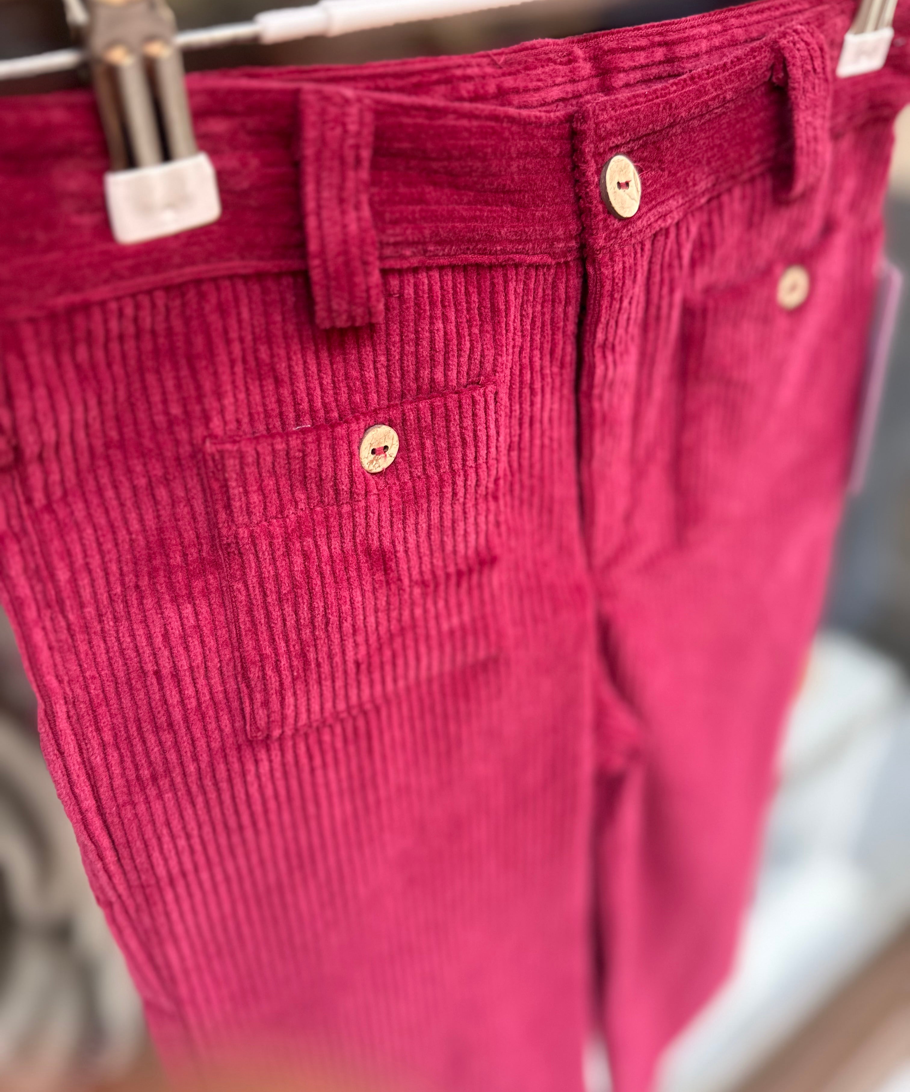Pantalone palazzo in velluto a coste larghe ciliegia B9940 Tartaleta