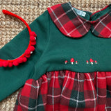 Abito LAB corpetto in felpa ricamato a mano con colletto e gonna tartan