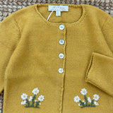 Cardigan misto cashmere senape con ricamo matgherite Mariella Ferrari MGC3