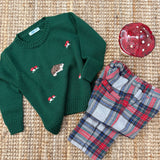 Maglioncino girocollo verde ricamo riccio Mi Lucero x LA NUVOLA LAB I24113