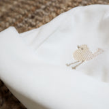 Newborn hat chenille white embroidered birds DBI2411023