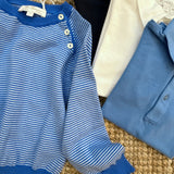 Maglioncino girocollo righine azzurro Mariella Ferrari MAG7