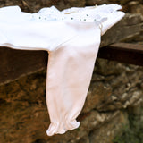 Body bianco con colletto ricamato pois verde BG203G