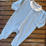Tutina in ciniglia azzurro con colletto rotondo BG530
