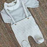 Completo spezzato body collo frill e salopette Tiny Soul TS703 TS704