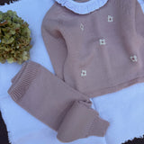 Completo rosa con colletto frill e ricamo fiorellini Mi Lucero x LA NUVOLA LAB 25070 25270