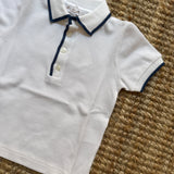 Polo in piquè bianco profilata dettagli blu La Mascot 55/1208012