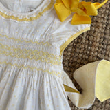 Abito ricamo smock plumetis giallo Hars Kidiwi 36191