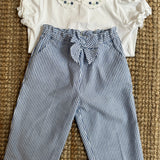 Polo con ricamo fiori blu Malvi & Co S26I118CAJJ