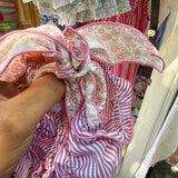 Costume LAB I010 intero in cotone righine fucsia e bianco con fiocchi