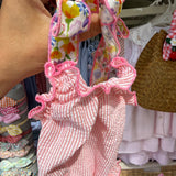 Costume LAB intero in cotone righine e fiocchi fiorellini