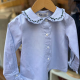 Camicia in oxford con colletto ricamo smock verde e rouches Malvi F26M021CAOO