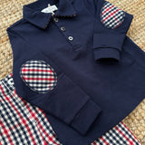 Polo blu con dettagli tartan Malvi F26B207CAII