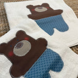 Set biancheria coppia asciugamani latte ORSO marrone - Tessuti e Vissuti capsule x LANUVOLALAB