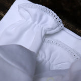 Polo LAB bianco con colletto frill profilato in sangallo