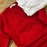 Completo incrociatino + bloomers lavorazione noccioline rosso Mi Lucero x LA NUVOLA LAB I25307 I25309