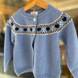 Cardigan azzurro disegno jaquard misto cashmere Malvi F26I102GFLL