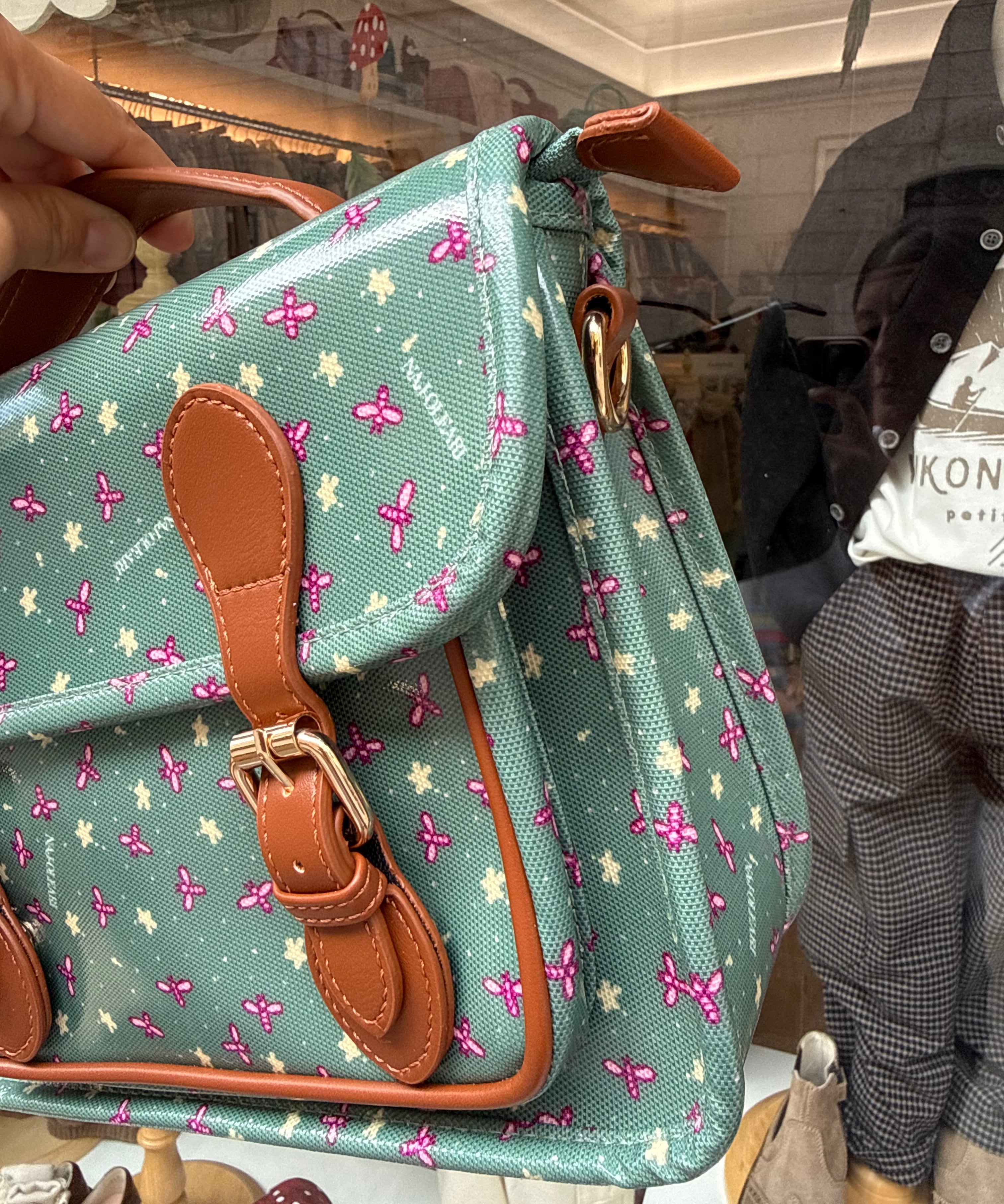 Borsa cartella media ottanio fantasia apine con tracolla Naj-Oleari