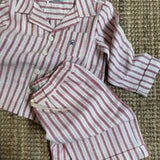 Camicia righe burro e rosso DK517