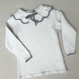 Abito misto cashmere latte con collo rouches profilato in grigio FW23LU24VES