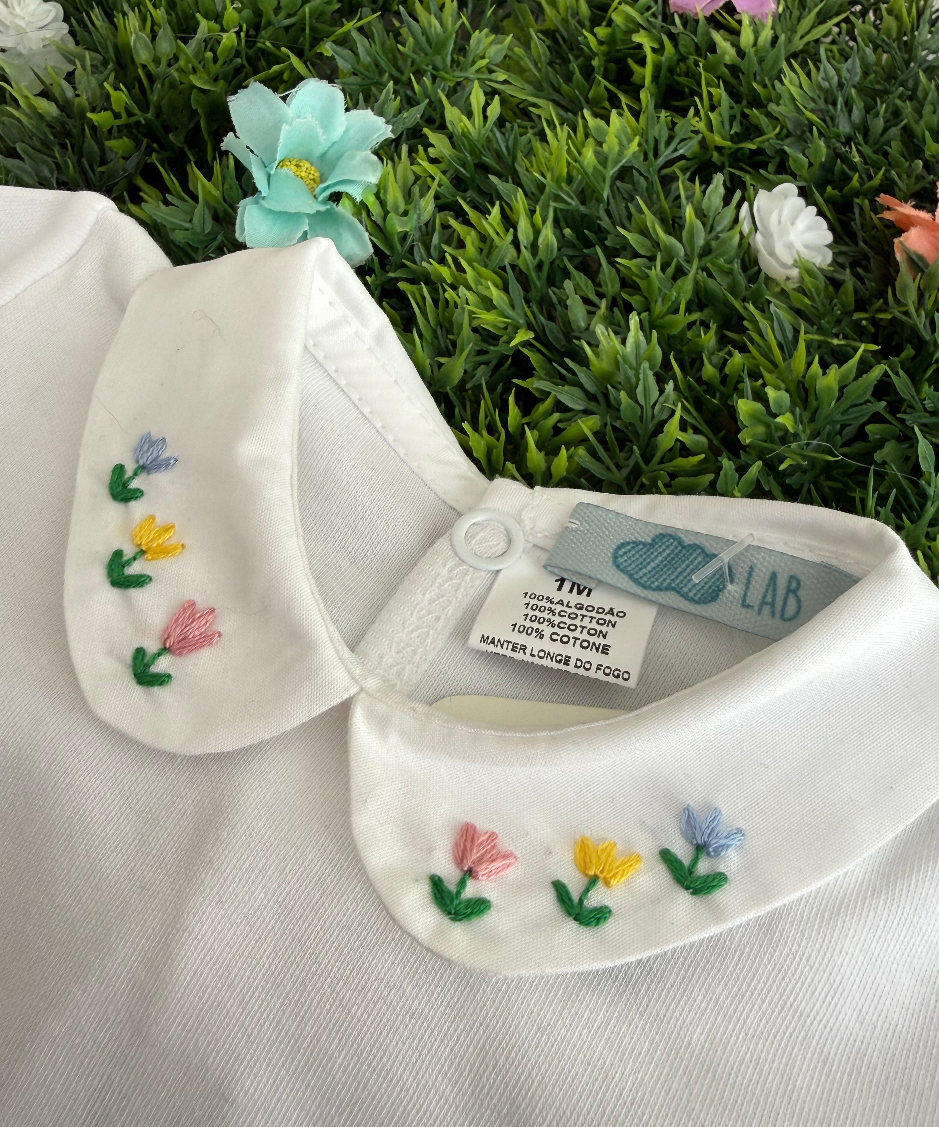 Body LAB newborn colletto ricamato tulipani