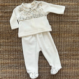 Pink crewneck cardigan newborn Mi Lucero x LA NUVOLA LAB I24064