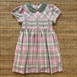 Abito tartan orchidea/salvia con ricamo punto smock Malvi F25M012VERS