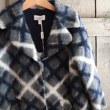 Blue and cream check coat GN23003