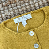 Cardigan misto cashmere senape con ricamo matgherite Mariella Ferrari MGC3