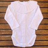 Body newborn bianco collo frullo plissè DBI241703