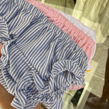Bloomers LAB coulotte in cotone con rouches righine bianco e blu