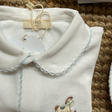 Tutina cavallino a dondolo ricamato dettagli azzurro RH53BM Baby Gi