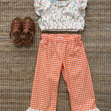 Completo LAB top fiorellini e pantalone vichy con frill